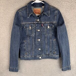 Levis Denim Trucker Jean Jacket Sz Small Blue Classic Pockets‎ Y2K